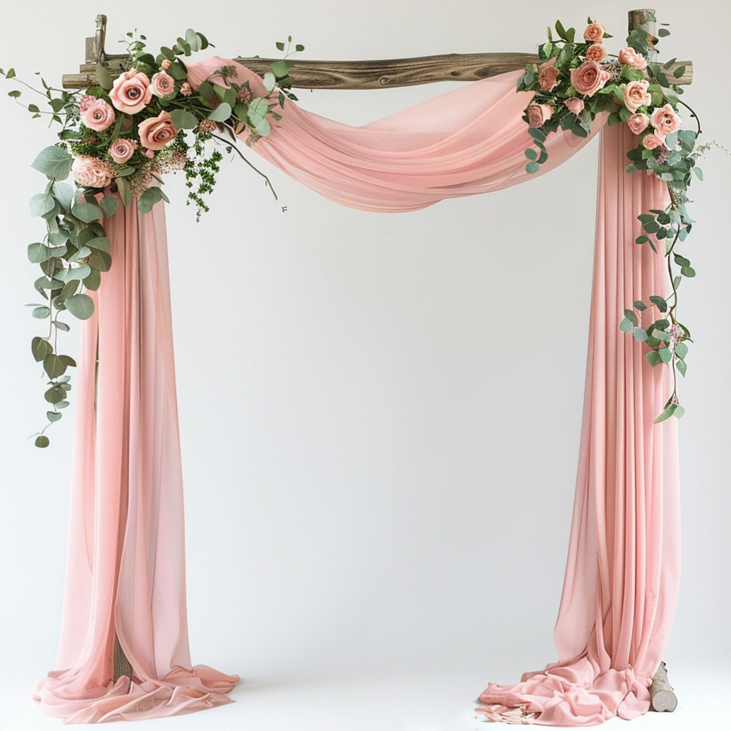 Wokceer Wedding Arch Draping Fabric 28.7" x 20FT - Blush Sheer Backdrop for Wedding Ceremony, Birthday Party, Bridal Shower Decoration