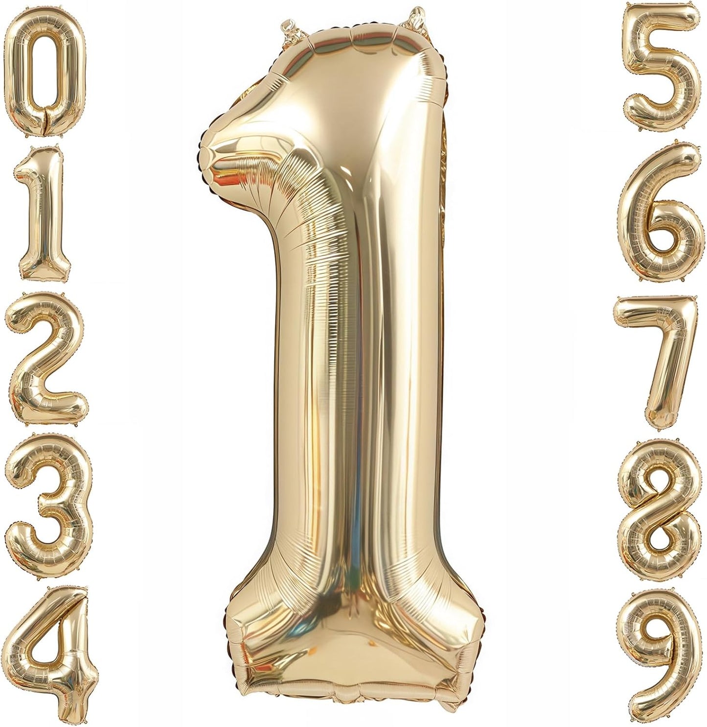 Champagne Gold 1 Balloon,40 Inch Light Gold Number 1 Balloon Big Foil Mylar Helium 1 Balloon for Birthday Party