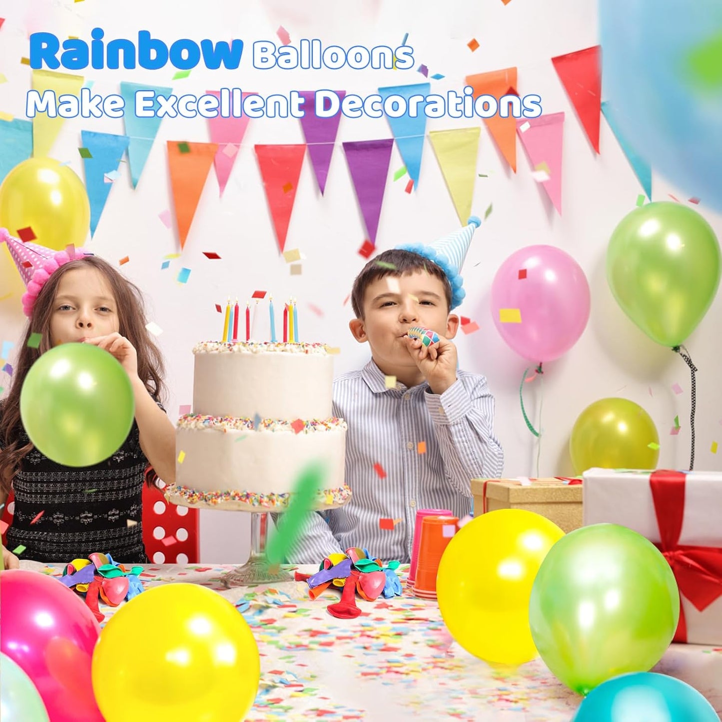 120 Pack Balloons Assorted Color 12 Inches Rainbow Latex Balloons, 10 Bright Color Balloon Arch Kit, for Birthday Baby Shower Wedding Party Decorations