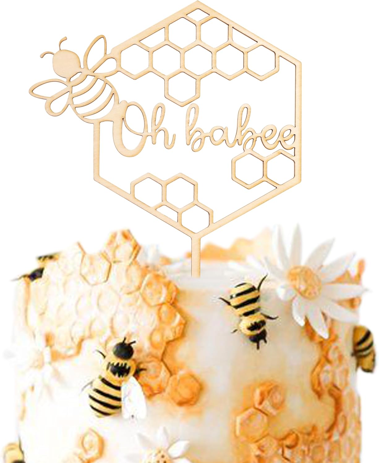 Oh Babee Wooden Bee Themed Cake Toppers, Bee Baby Shower, Gender Reveal Decors