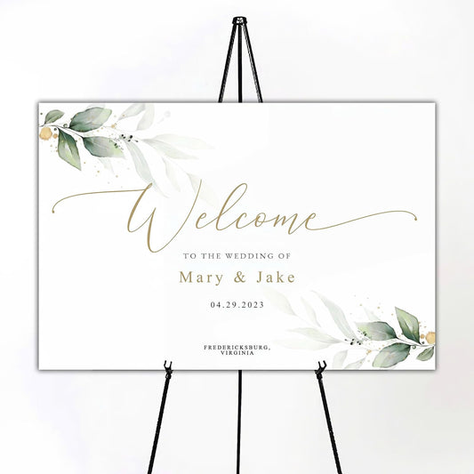 Boho Wedding Welcome Sign, Greenery Welcome to Our Wedding Sign, Eucalyptus Wedding Sign
