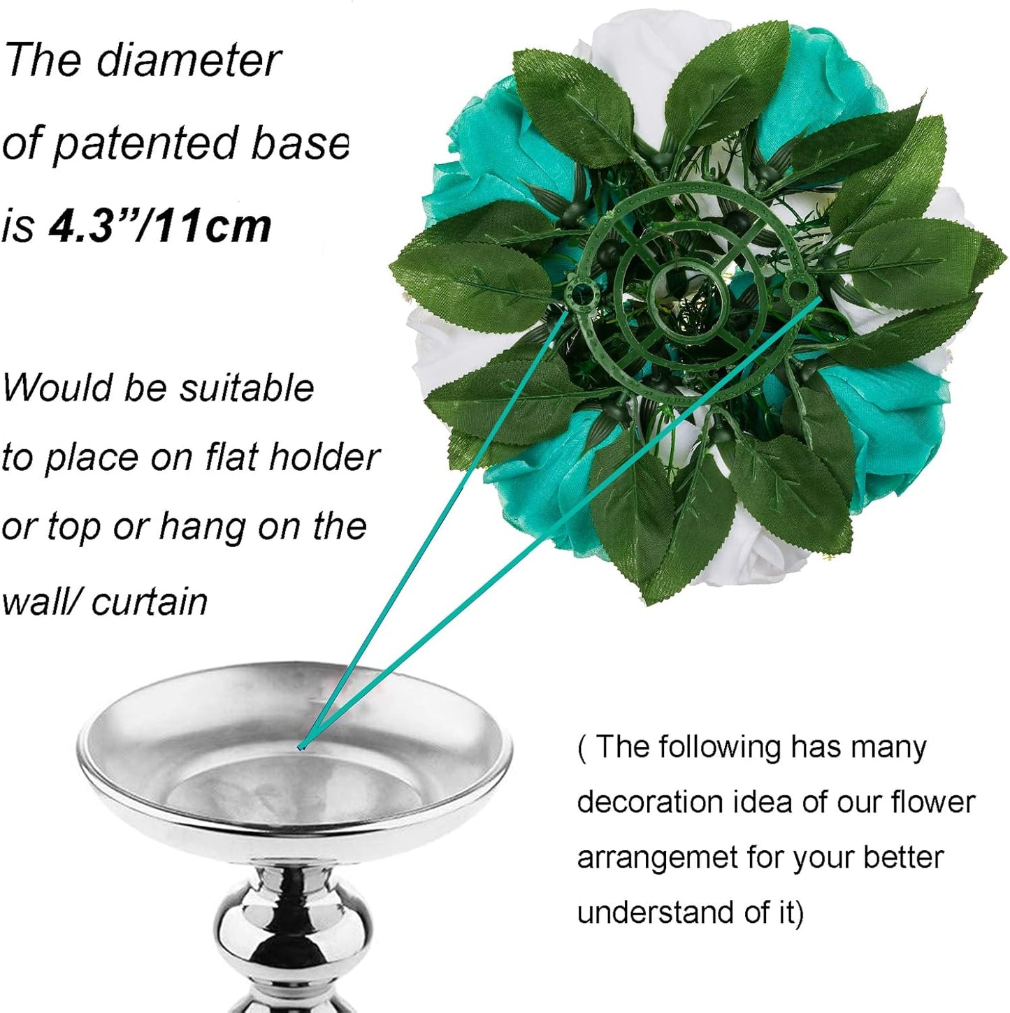 BLOSMON Teal Flowers Artificial Centerpieces: 6 Pcs Fake Roses Flowers Balls for Wedding Dinning Table - Faux Silk Kissing Floral Arrangement for Home Party Event Decor