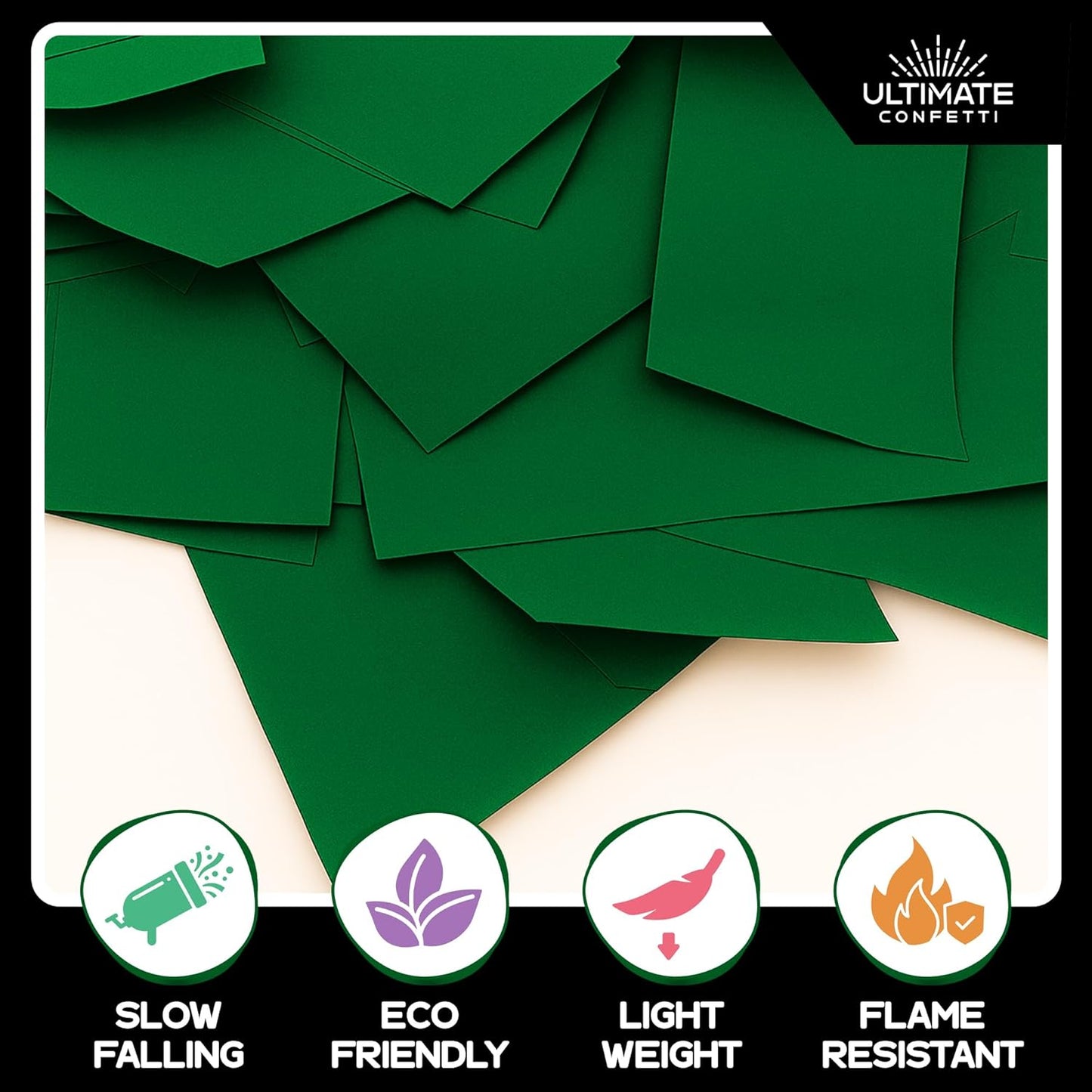 Dark Green Biodegradable Confetti - Rectangular Flame-Resistant Tissue Paper Confetti for Cannon and Launcher use – Best for Gender Reveal, Parties, and Concerts - 20 lb, 320 oz