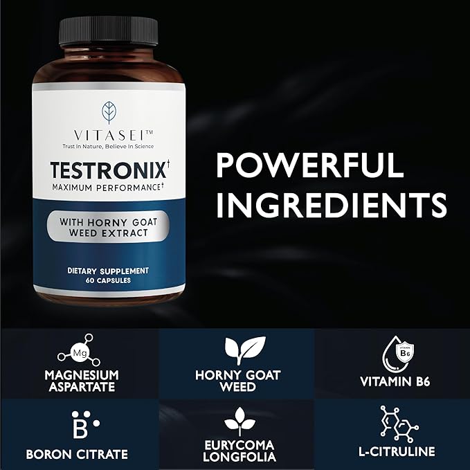Testronix Supplement - Energy and Muscle Supplements for Health - 60 Capsules