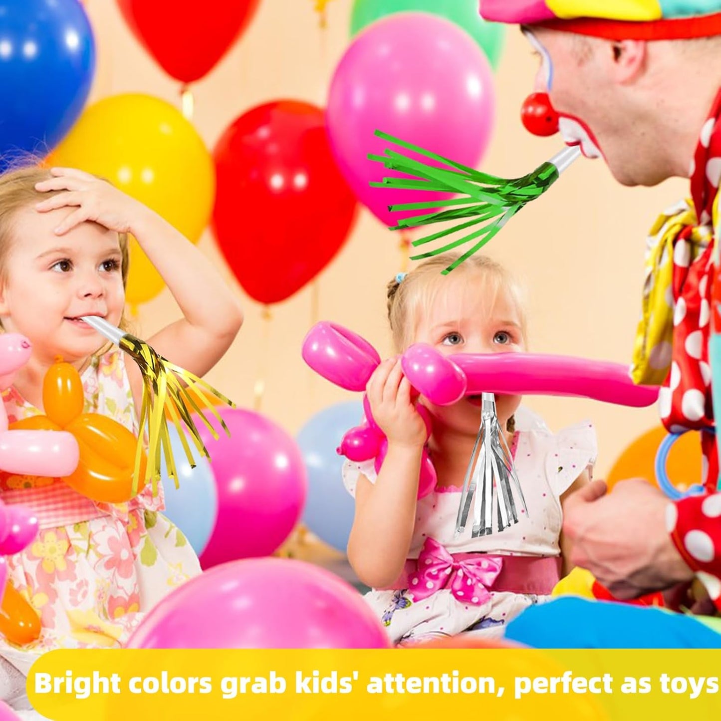 24 Pack Metallic Fringe Party Blowers - Kids Party Noise Makers,Party Blowers for Kids,Horns & Whistles for Graduations,Weddings,Birthdays,Family Gatherings and Sporting Events