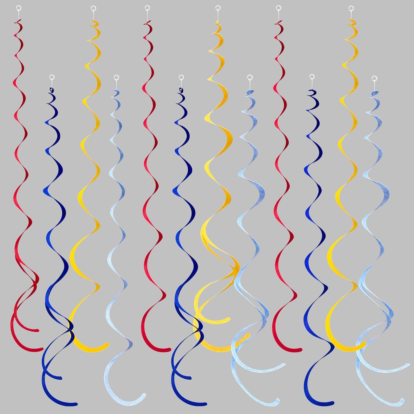 36 Pcs Red Blue Yellow Hanging Swirl Decorations Colorful Felt Swirl Streamer Spiral Ceiling Decorations Garland for Carnival Circus Clown Fiesta Festival Birthday Baby Shower Wedding Party Supplies