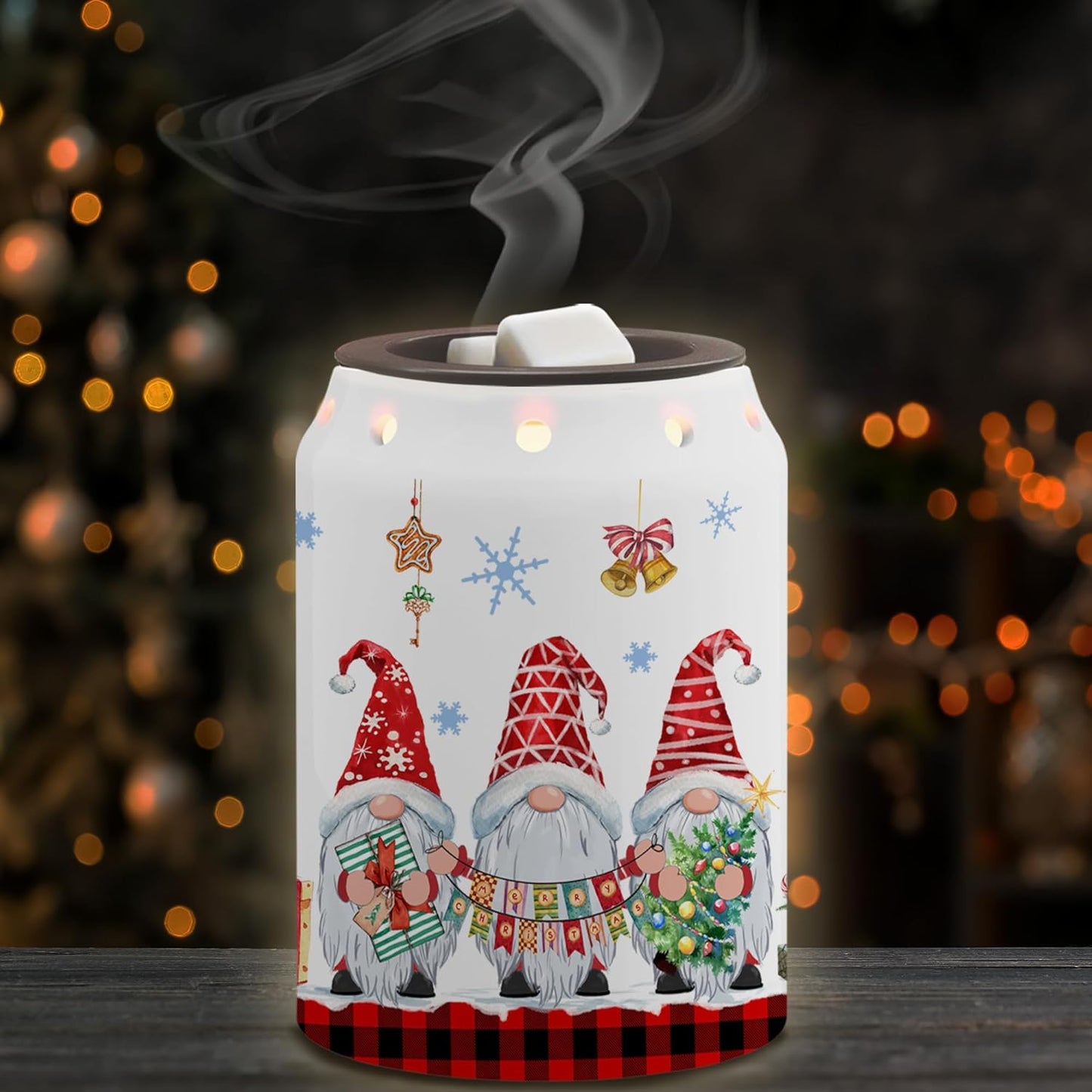 Pinata Christmas Decorations for Home, Gnomes Christmas Wax Warmer, Ceramic Wax Melt Warmer for Oil Candle, Xmas Decor for Living Room Kitchen Bathroom, Unique Women Relaxing Gifts