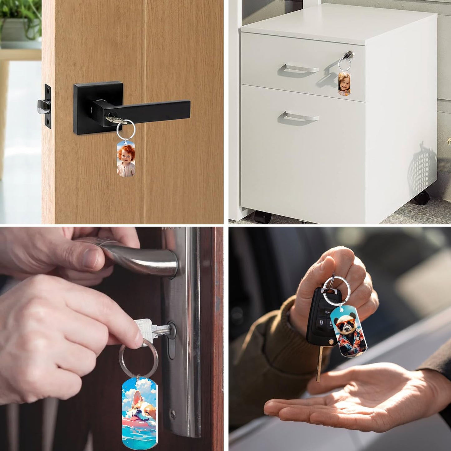 Custom Keychain with Picture, Personalized Keychain with Engraving Photo/Text for Dad, Mom