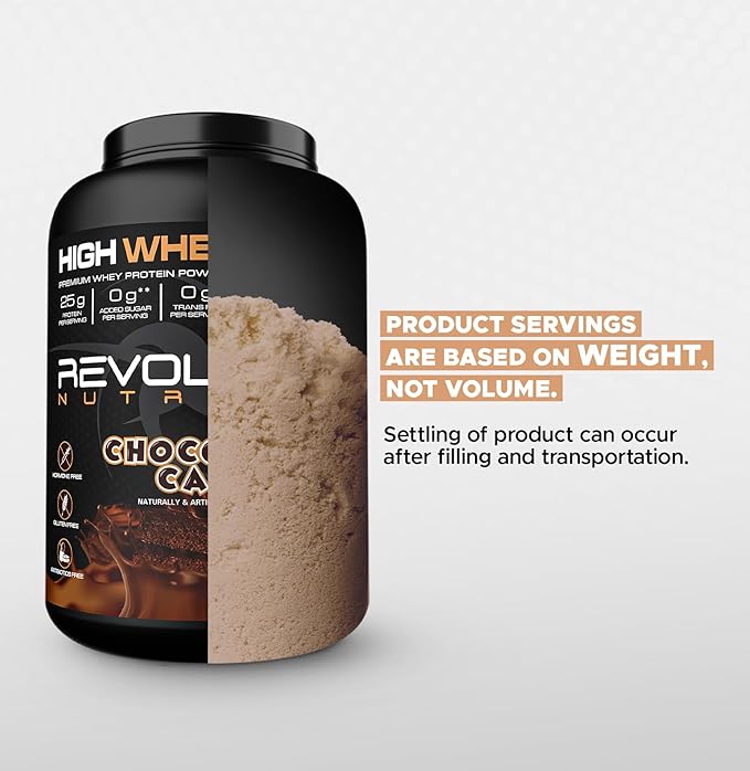 High Whey, Protein Powder 2LB, Whey Isolate, Gluten Free, Lean Muscle Mass for Men & Women, 25g of Protein Per Scoop, 908 g, 24 Servings (Chocolate Cake, 2 Pound)