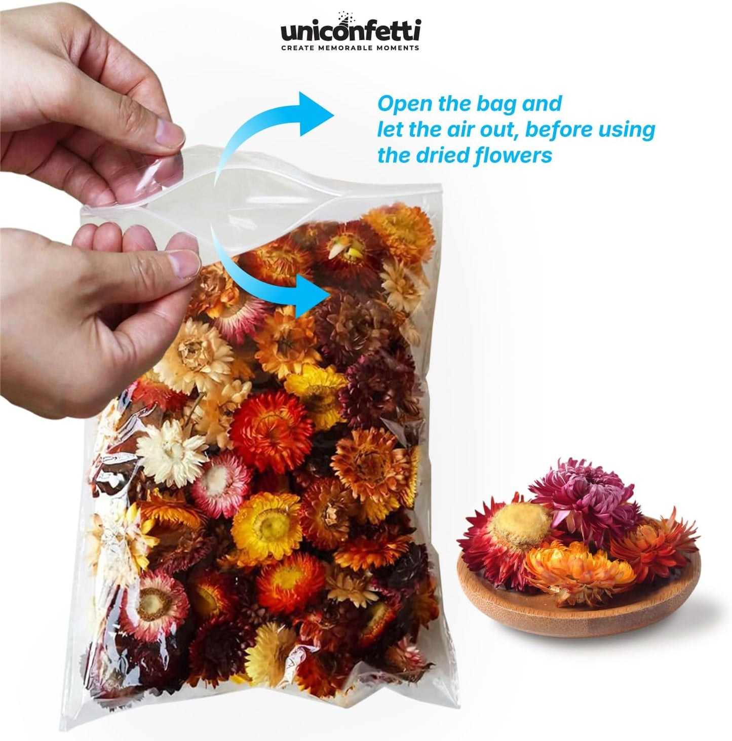 Dried Flower White Straw Daisy Biodegradable Confetti - Real Flower Petals for Weddings, Flower Girl Toss, Wedding Send Off Ideas, Party Table Decoration | Boxed - 8oz (0.5lbs)