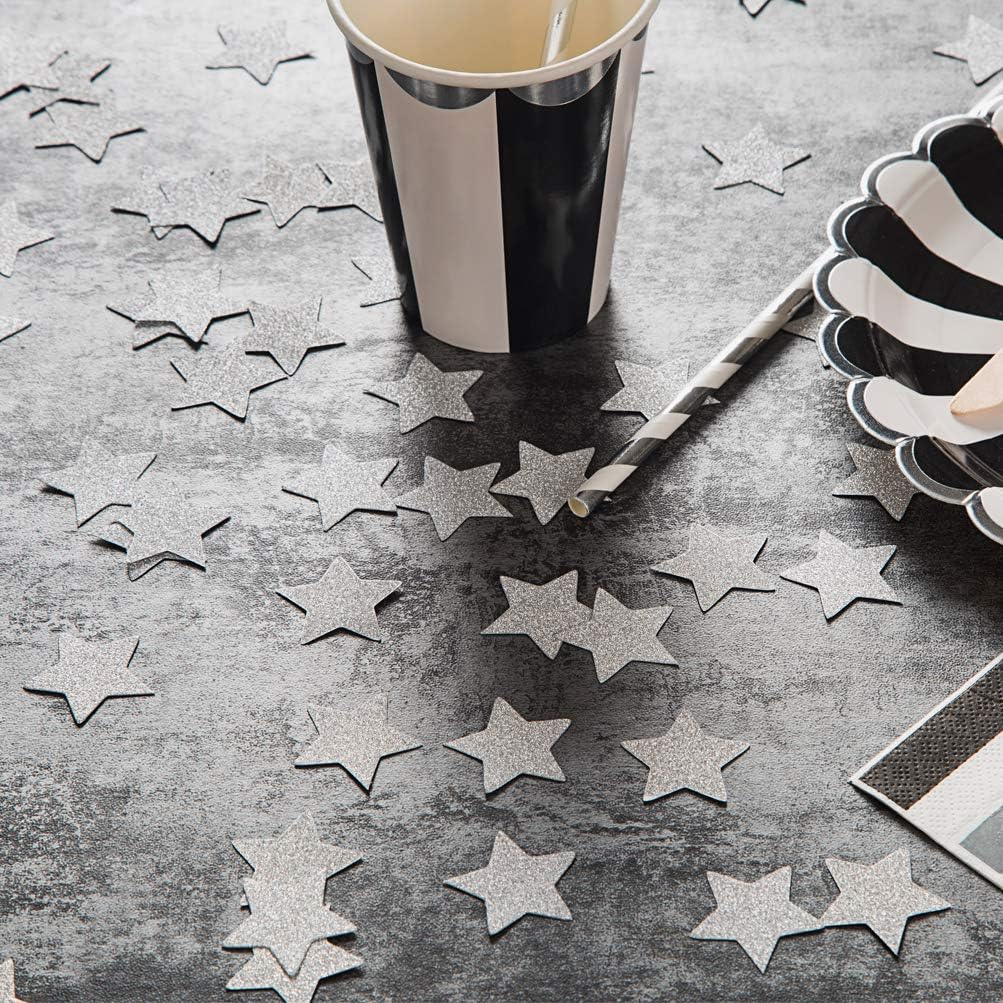 MOWO Glitter Star Confetti Wedding Party Decor and Table Decor 1.2’’ in Diameter (silver glitter,200pc)