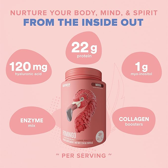 Fitmingo Vegan Protein Powder with Inositol, Collagen Boosters, Hyaluronic Acid and Vitamins | Low Carb, Dairy Free, Low Calorie | 23g Plant Based Blueberry Protein Powder with Myo-Inositol