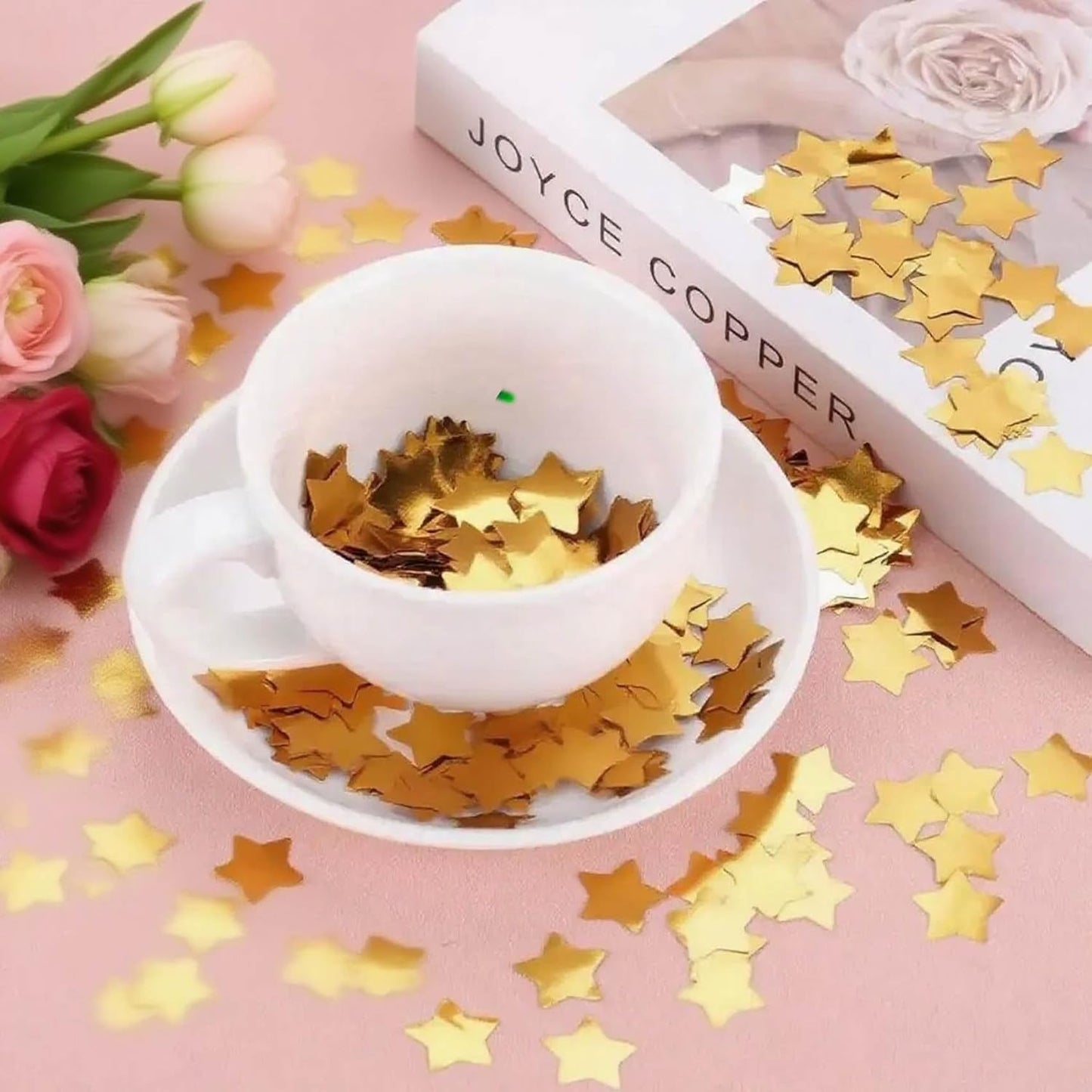 Gold Metallic Foil Star Confetti 0.78inch/2cm 8000PCS Table Confetti for Party Birthday Decoration or Filled Balloons