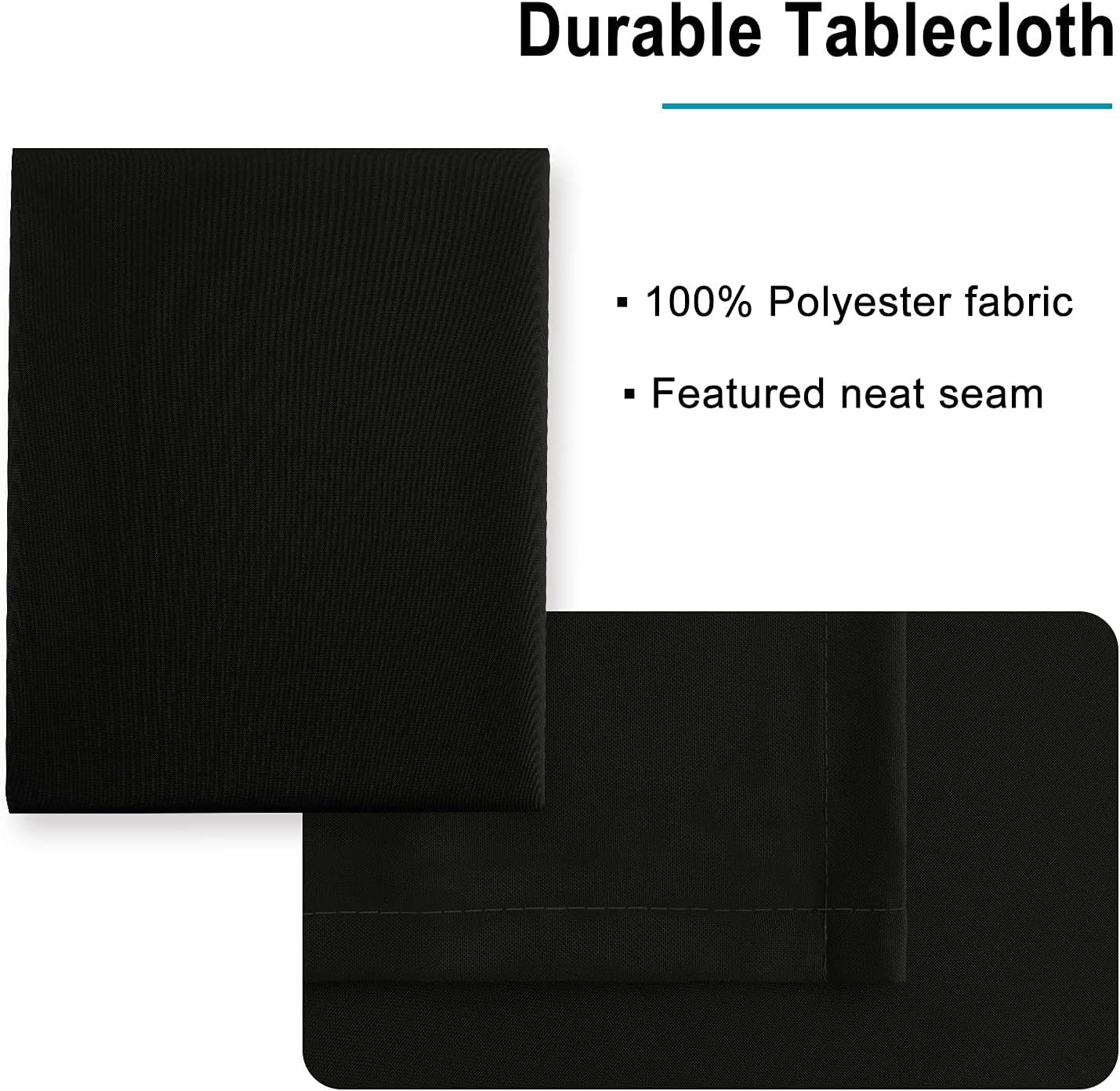 Hiasan Black Tablecloth for Rectangle Tables - Wrinkle Resistant and Waterproof Washable Polyester Fabric Table Cloth for Dining Camping Gathering and Outdoor use, 54 x 120 Inch