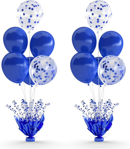 2 Set Blue Balloon Table Centerpieces for Birthday Parties, Balloon Stand Kit with Blue Balloons for Table Decoration