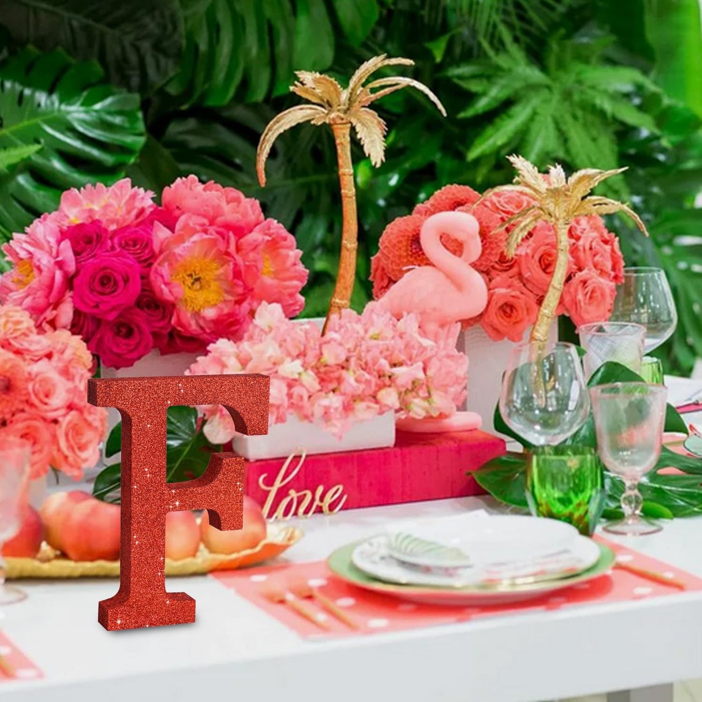 TONIFUL 8 Inch Red Glitter Letter F Table Centerpiece A-Z Red Birthday Party Decorations,Red Alphabet F for Birthday,Chrismas,Graduation,Bridal Shower,Wedding,Anniversary Party Supplies