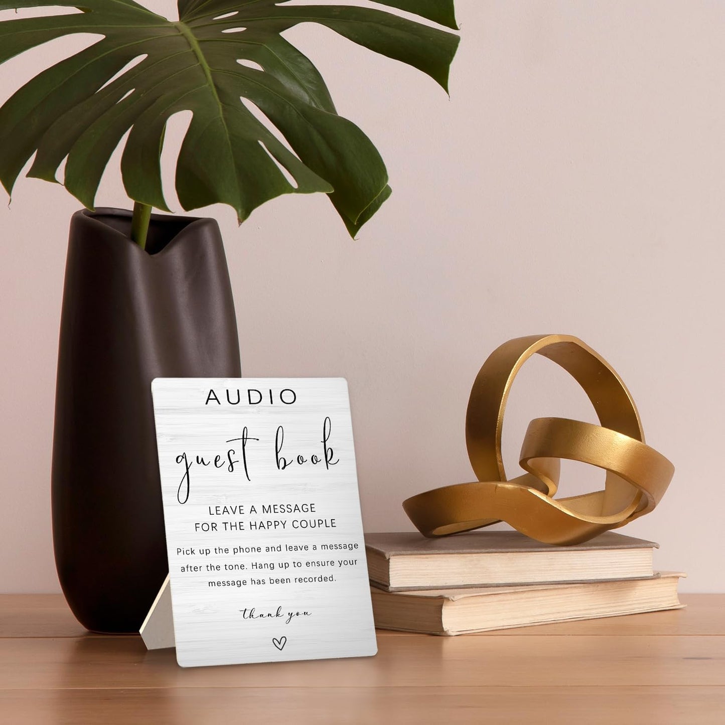 Audio Guestbook Sign, Audio Phone Guestbook Wooden Stand 8x11.2inch, Audio Guest Book Wedding Wooden Stand, Wedding Telephone Phone Audio Message Guest Book Sign, Wedding Table Decoration