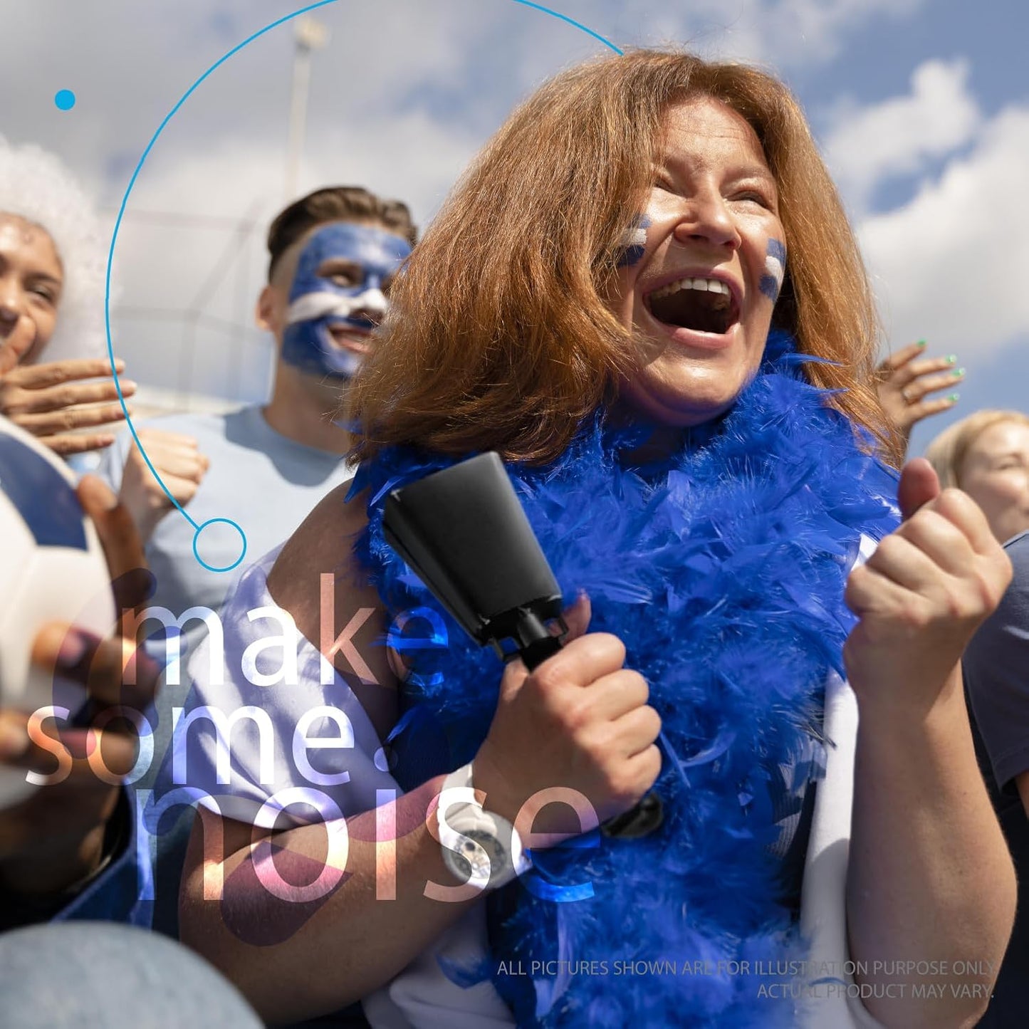 Deke Home - 2 Pack 7 Inch Steel Cowbells with Handle, Loud Noise Makers for Football, Sports, Parties, Competitions, School Spirit & Safety, Large Hand Bell for Cheering & Percussion Instrument