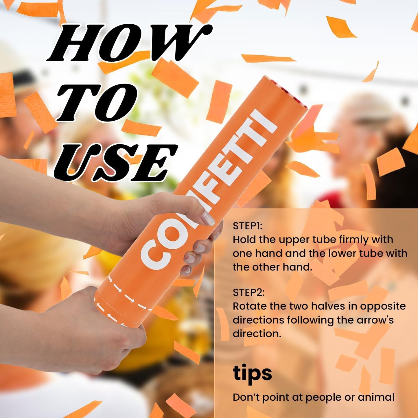 Confetti Cannon Orange Confetti Poppers 12 Pack Party Poppers 12 Inch Confetti Shooters Orange Twist Popper Sticks for Wedding Graduation Engagement Anniversary Bridal Shower Valentines Day Birthday