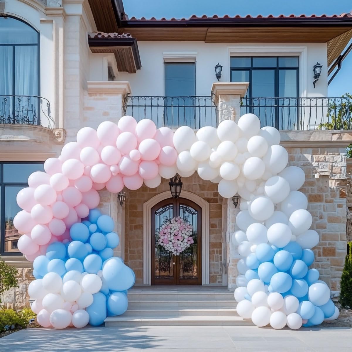 300 Pack White Pink and Blue Balloons 100 of each of the 3 colors 12 inch White Light Pink Light Blue Latex Party Balloon Bulk for Various Party Events Decorations