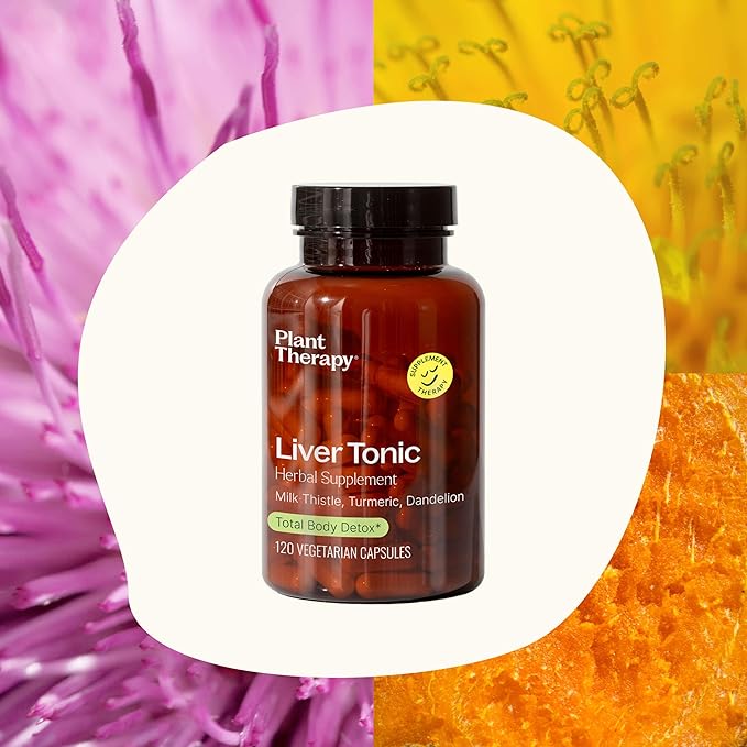 Plant Therapy Liver Tonic Herbal Supplement Capsules, Supports Liver Function, Detoxifying for Optimal Health, Naturally Boosts Energy Levels, 120 Vegetarian Capsules (4 month supply), Made in the USA
