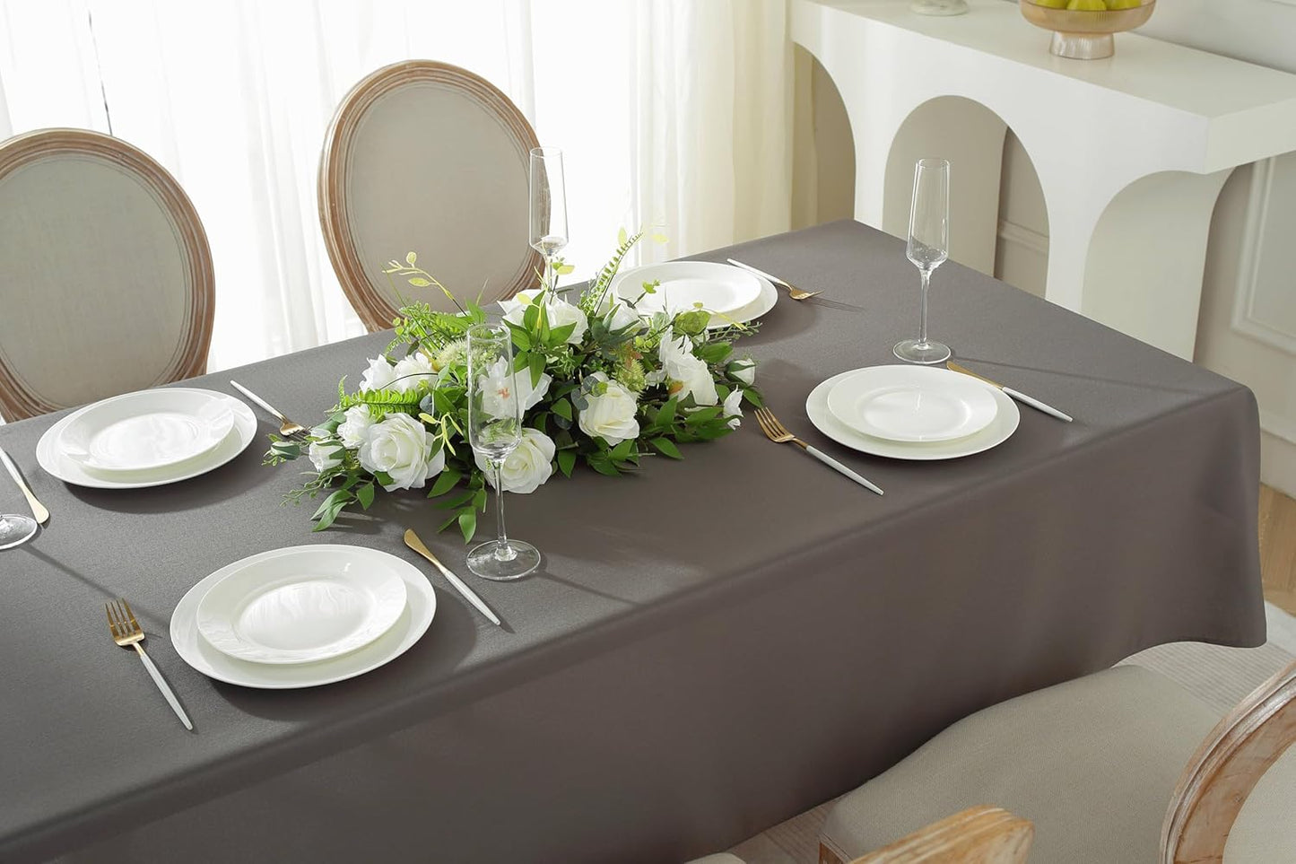 Craft And Party Rectangle Tablecloth, 60 x 126 Inch Charcoal, 8ft Washable Polyester Fabric Tablecloth for Home, Party, Wedding or Restaurant Use