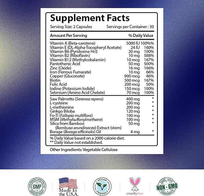 Research Verified Hair Growth Support - with Biotin, DHT Blockers & Vitamins - Hair Growth and Hair Loss Prevention, 1 Bottle (1 Month Supply)