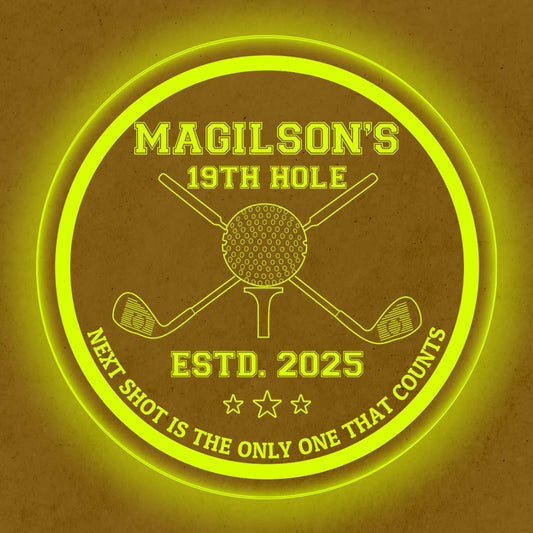 Custom Golf LED Bar Sign – Personalized Color Changing Acrylic Wall Decor for Home Bar, Man Cave, Game Room, or Patio (Golf Bar, 12 INCHES)