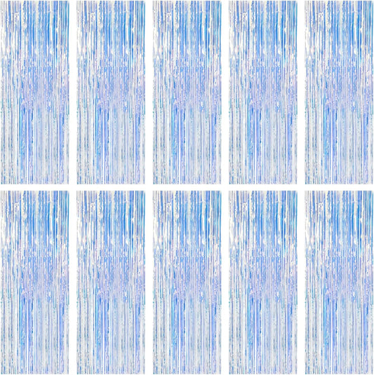 10 Pack Iridescent Party Backdrop Decorations Tinsel Curtain Birthday Decorations Foil Fringe Photo Booth Streamer Backdrop Iridescent Theme Christmas Bachelorette Graduation Party Decorations