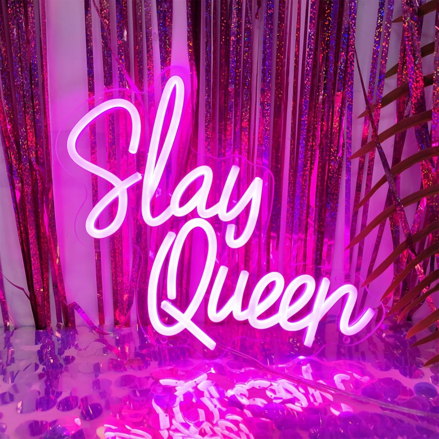 Slay Queen Neon Sign Slay Neon Signs for Wall Decor, LED Light Sign for Bedroom Preppy Girl Aesthetic Room Dorm Decor Y2k Bar Party, 12.5" x 10.7"