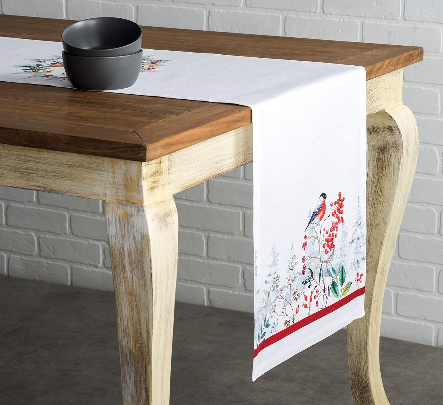 Maison d' Hermine Table Runner 100% Cotton Single Layer Table Runners 90 inches Long for Thanksgiving Christmas Decorations Home Kitchen Dining Party Wedding (Morzine, 14.5" x 90")