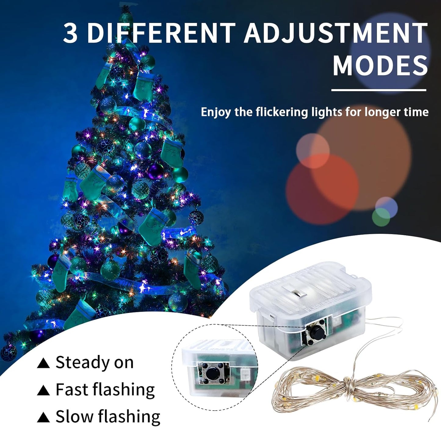 8 Pack Fairy Lights 7Ft 20 LED Twinkle String Lights 3 Modes Battery Operated Waterproof Firefly Starry for Mason Jar Party Wedding Christmas Valentines Day Table Centerpieces,Rainbow