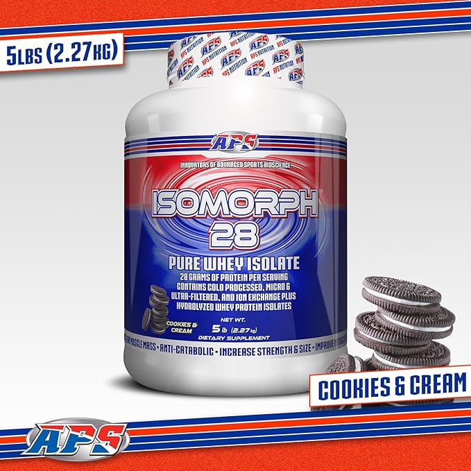 APS Nutrition Isomorph 28 Protein Powder | Pure Whey Isolate | Cold Pressed, Ultra- Filtered, & Ion Exchange Isolates | 28g Protein | 5 Pound (Cookies & Cream)
