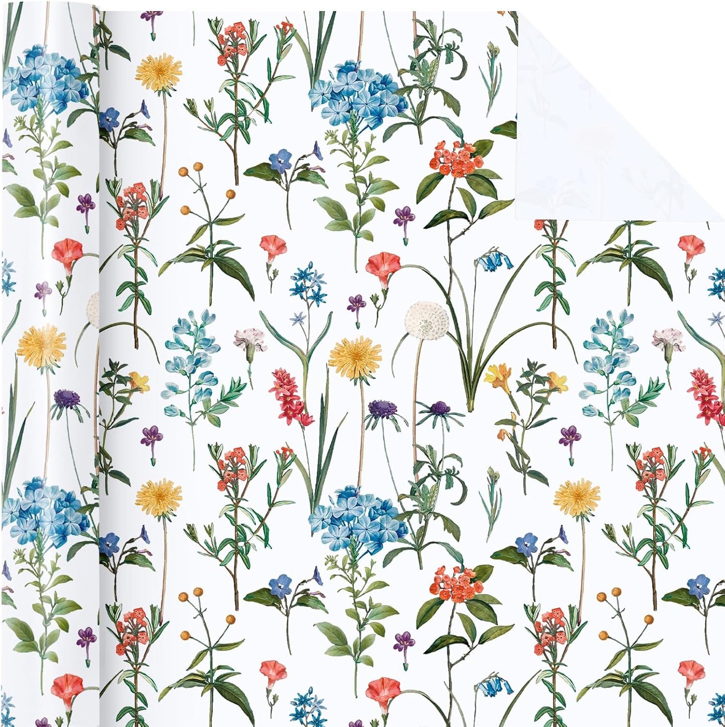 WRAPAHOLIC Floral Wrapping Paper Roll - Mini Roll - 17 Inch x 9.8 Feet - Wildflower Wrapping Paper Perfect for Girls Women Birthday, Wedding, Bridal Shower
