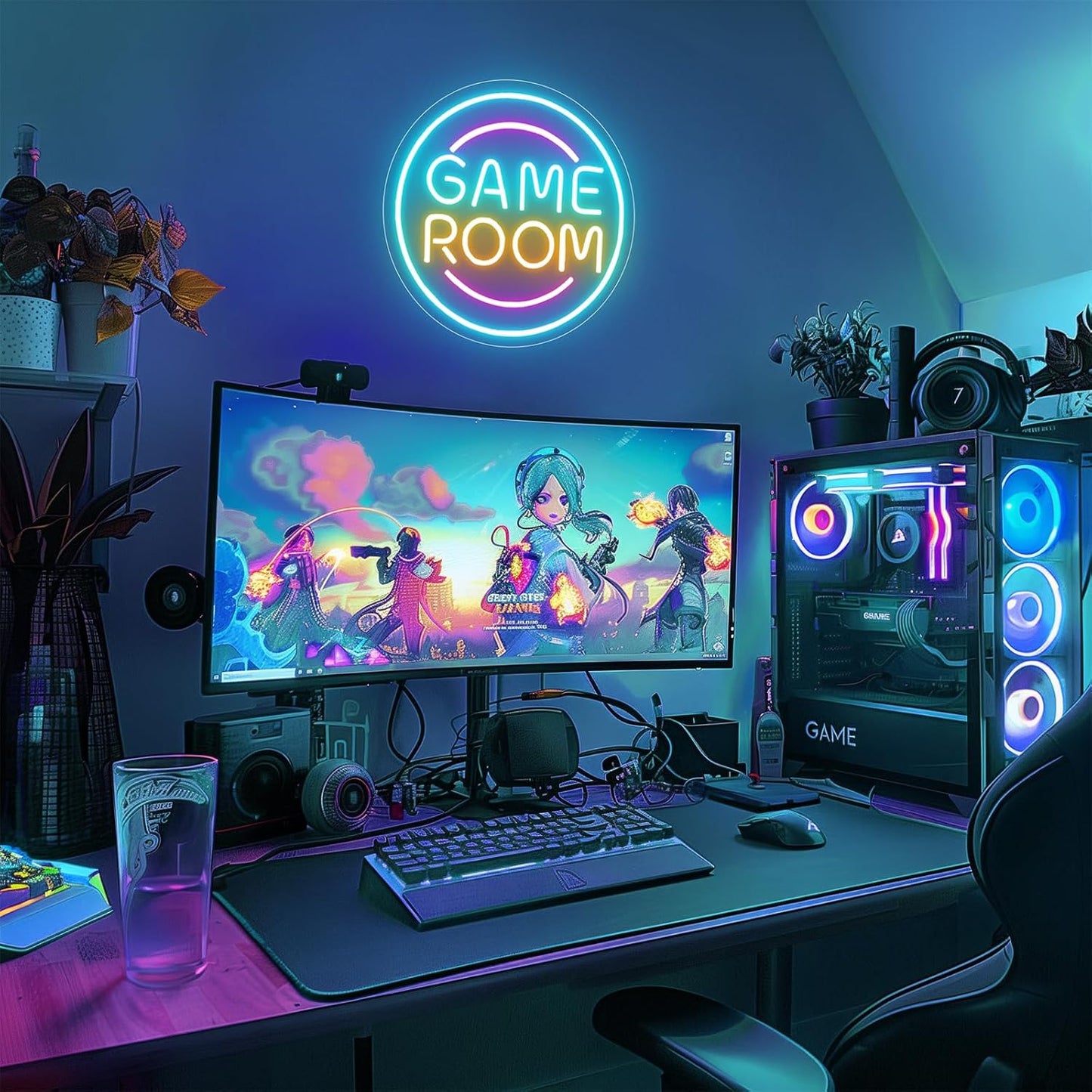 Gamer Neon Sign for Gamer Room Decor, Dimmable Gamer Room Neon Signs for Wall Decor, USB Powered Bright LED Neon Gaming Signs for Boys Room, Gamer Gifts for Teenage Boys, Kids(13.3”x13.3”)