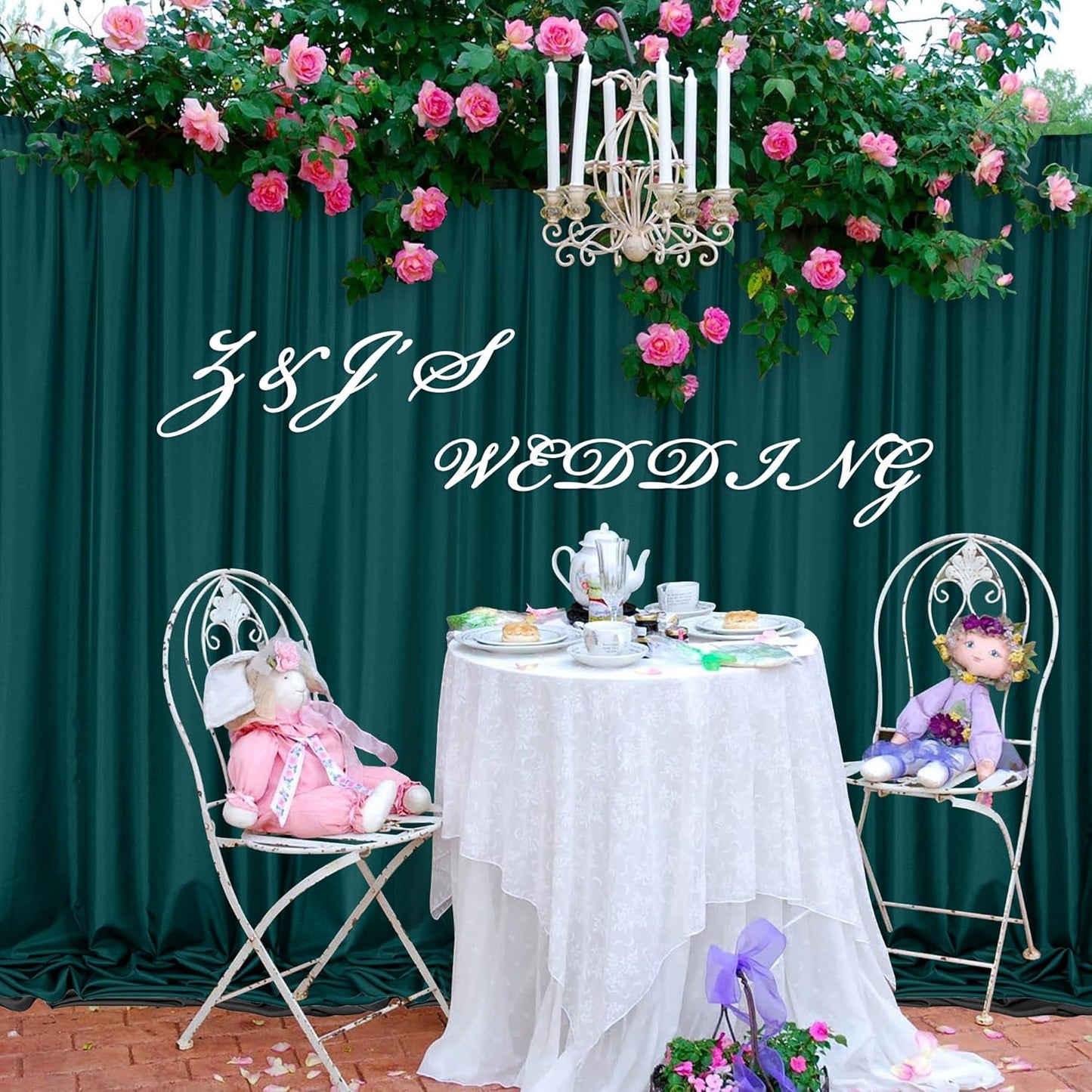 MEETSKY 10ft x 10ft Hunter Green Backdrop Curtains for Parties Wedding Curtain Rod Pocket Dark Green Photo Backdrop Sliding Drapes Backdrop Curtains for Photography, 5ft x 10ft, 2 Panels