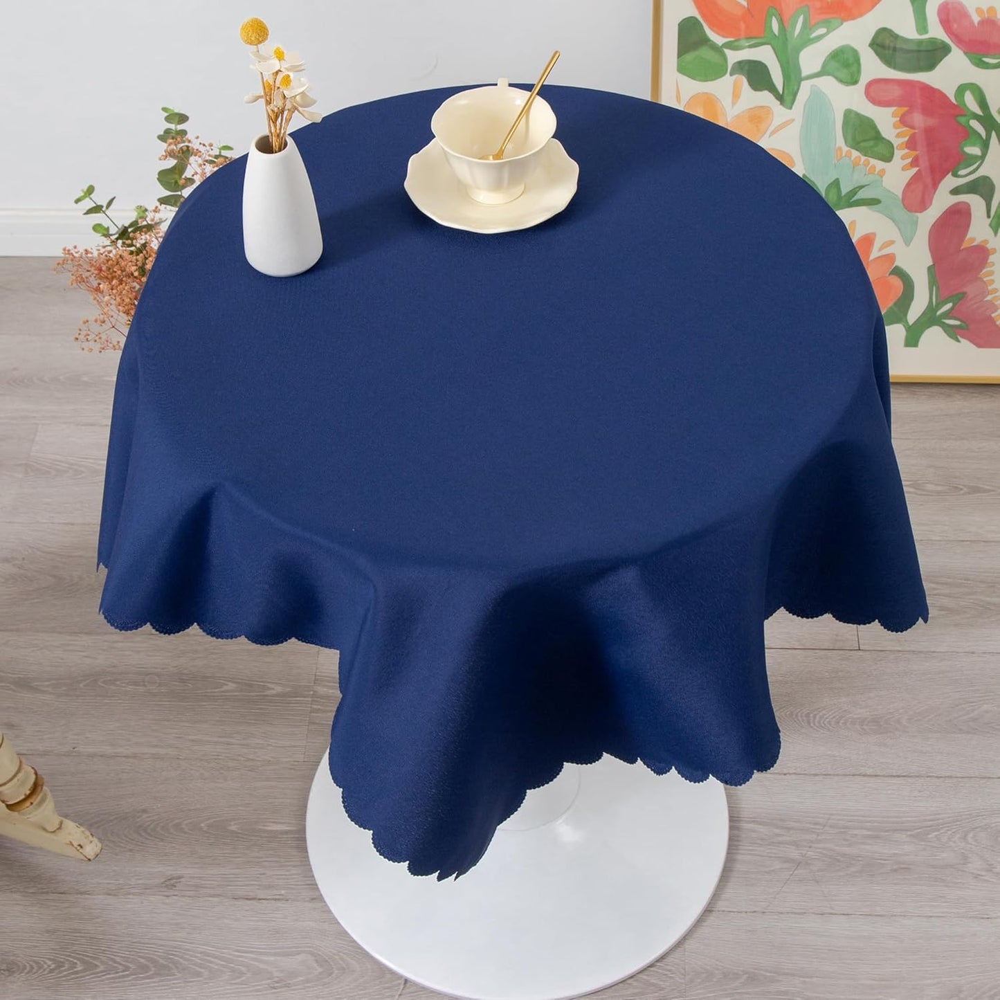Small Square Navy Tablecloth 36 x 36 Inch Polyester Fabric Washable Table Cover Decorative Wrinkle Resistant Solid Color Table Cloth for Kitchen Dinning Party Wedding Camping