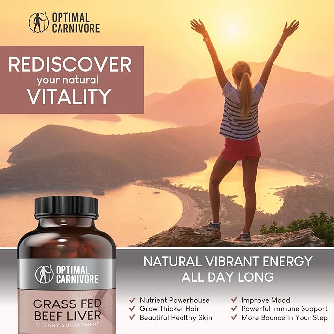 Grass Fed Beef Liver Capsules, Freeze Dried in Convenient Pills, 180 Capsules, Desiccated Supplement