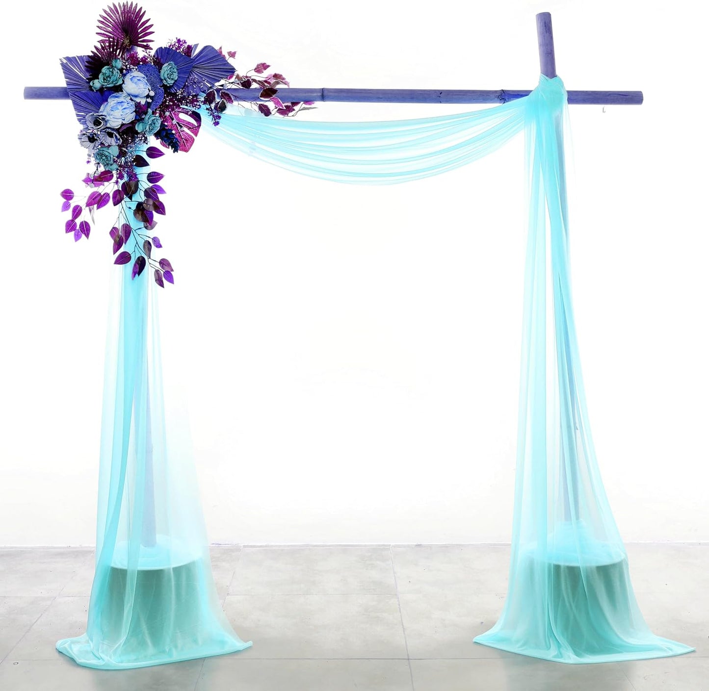 VDS Pack of 4 Panel (30 Inch X 20 Feet) Wedding Arch Draping Fabric Sheer Chiffon Fabric Drapery for Wedding Ceremony Reception Swag Backdrop Canopy Chuppah ARBO Altars Decoration (Teal)