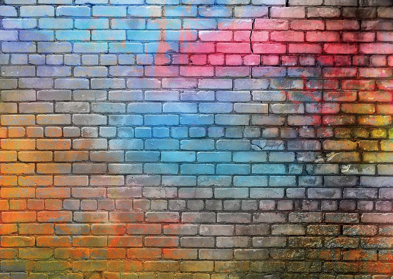 Colorful Graffiti Brick Wall Backdrop 10x10ft – Urban Street Art Background for Photography, Hip Hop Party, Graffiti Theme Event, Studio Wall Decor, Vinyl Photo Booth Banner 081