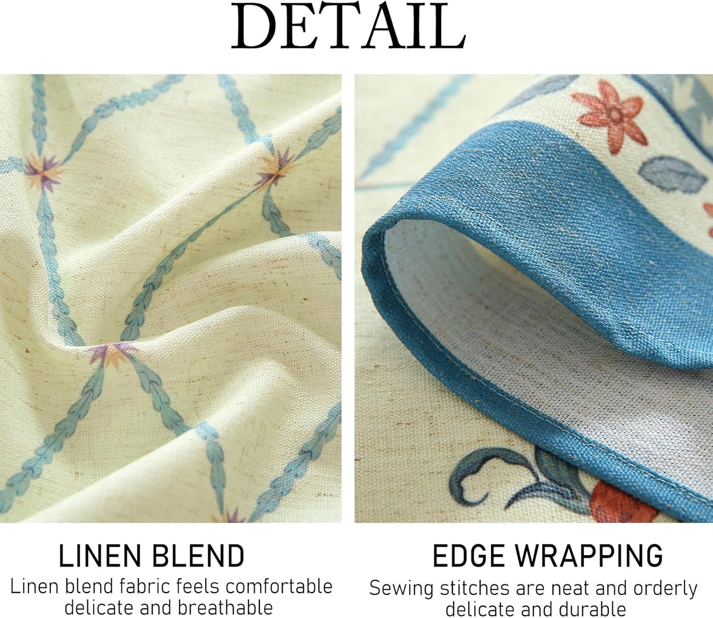 ISAENNE Designer Linen Floral Small Round Tablecloth,Light Green Farmhouse Durable Table Cloth,Washable Decor Tablecloths for Dining Kitchen Thanksgiving Christmas,Diameter 55"-Floralsea B