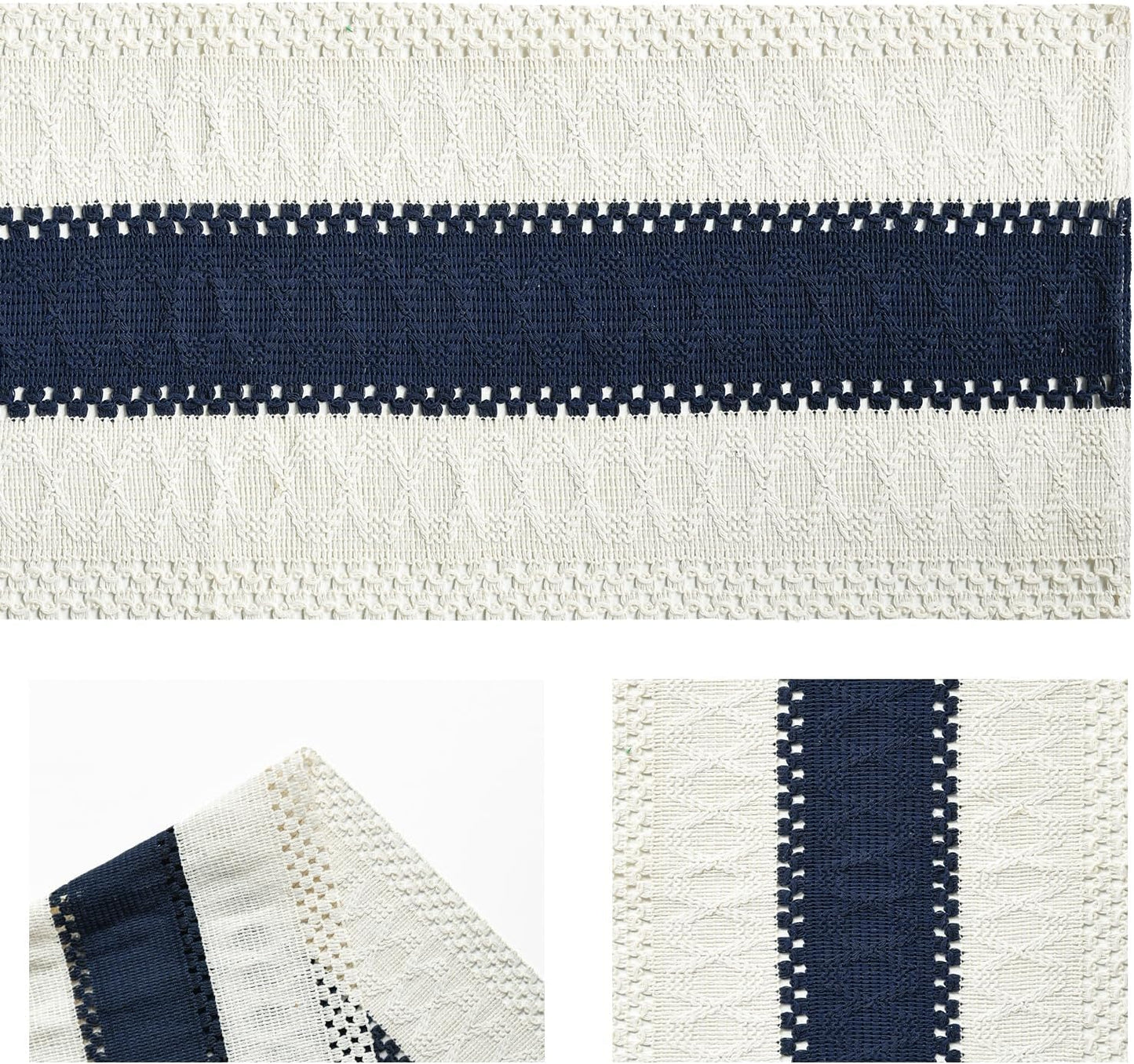 Artoid Mode Dark Blue Farmhouse Rustic Table Runner, Seasonal Holiday Hollow Kitchen Dining Table Decoration for Home Party Decor 12x48 Inch