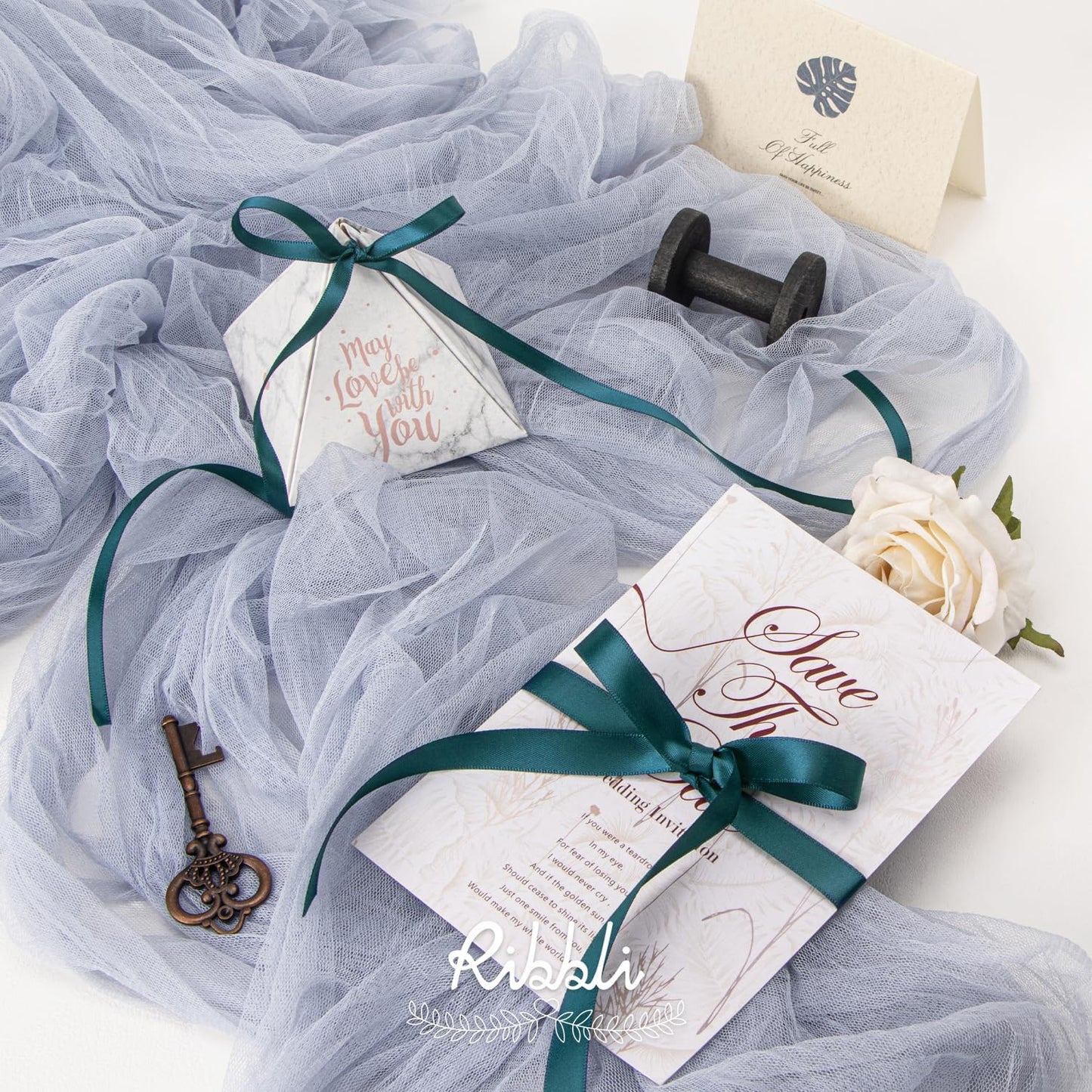 Ribbli Teal Double Faced Satin Ribbon,1/2 Inch x Continuous 25 Yards,Use for Craft Bows Bouquet, Gift Wrapping, Wedding Decoration, Floral Arrangement