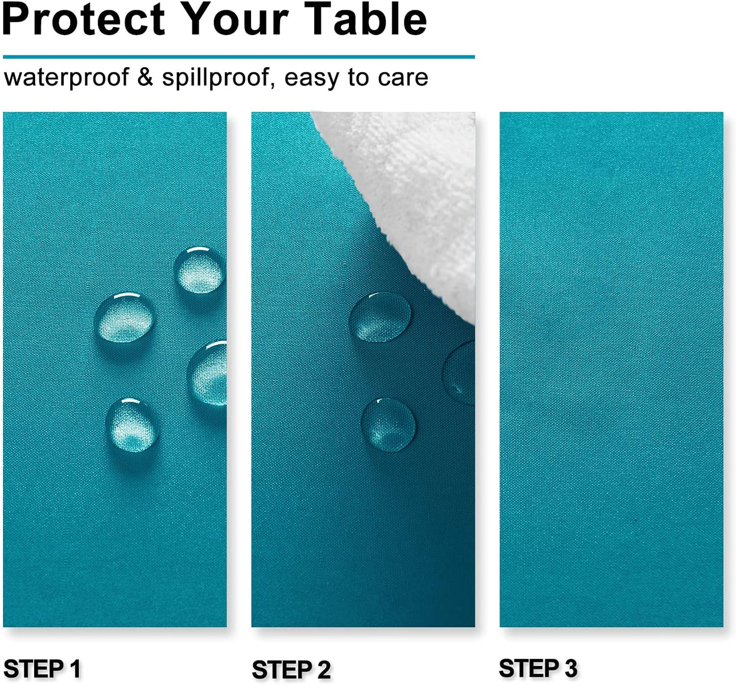 Hiasan Rectangle Tablecloth - Waterproof Spillproof and Wrinkle Resistant Washable Polyester Table Cloth for Dining Party, 52 x 70 inch, Turquoise