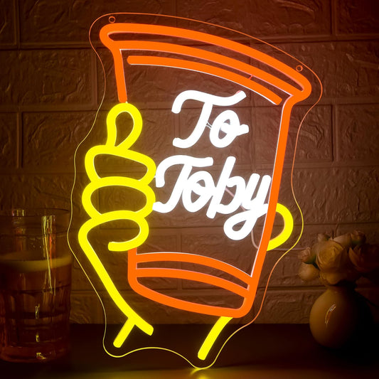 To Toby Neon Sign for Wall Decor Dimmable Solo Cup Toby Neon Light for Man Cave Led Light Up Cup Sign for Music in Memory Country Singer Beer Bar Hotel Wall Art Birthday Gifts Size14.4*10.6In(WZCP226)