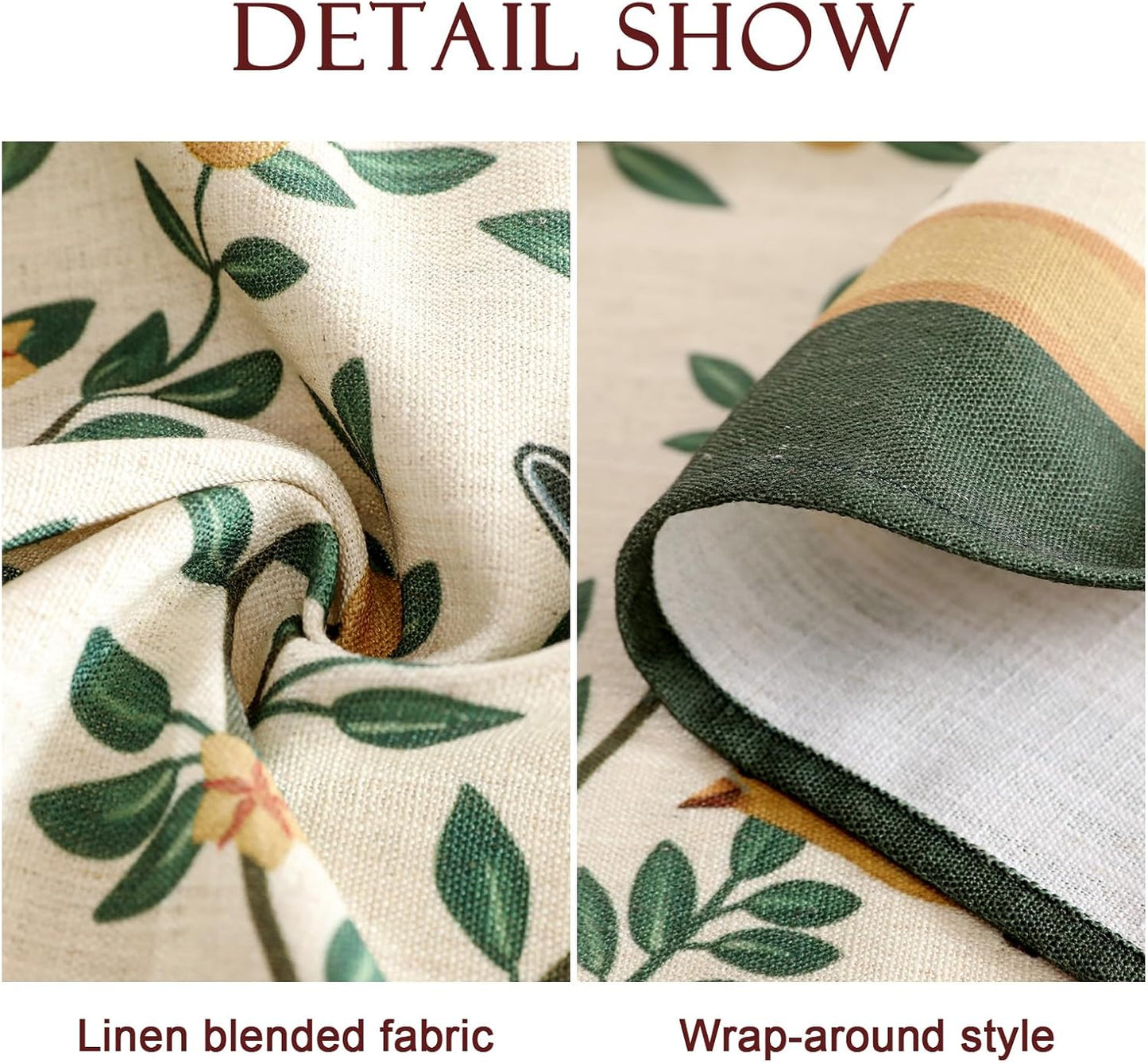 patdrea Designer Linen Vintage Small Table Cloth for Round Table,Durable Breathable Tablecloth,Cover Fall Dacorative for Kitchen Dining Parties,Holiday Christmas,Thanksgiving,Diameter 55"-Warbler