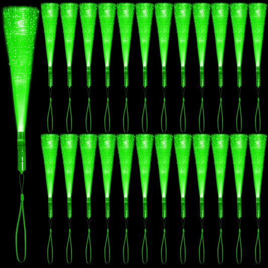 48 PCS Green Glow Fiber Wands Sticks LED Light Wands 3 Modes Flashing Fiber Optic Light Rod Bulk Fiber Optic Wands for Bar St. Patrick's Day Halloween Christmas