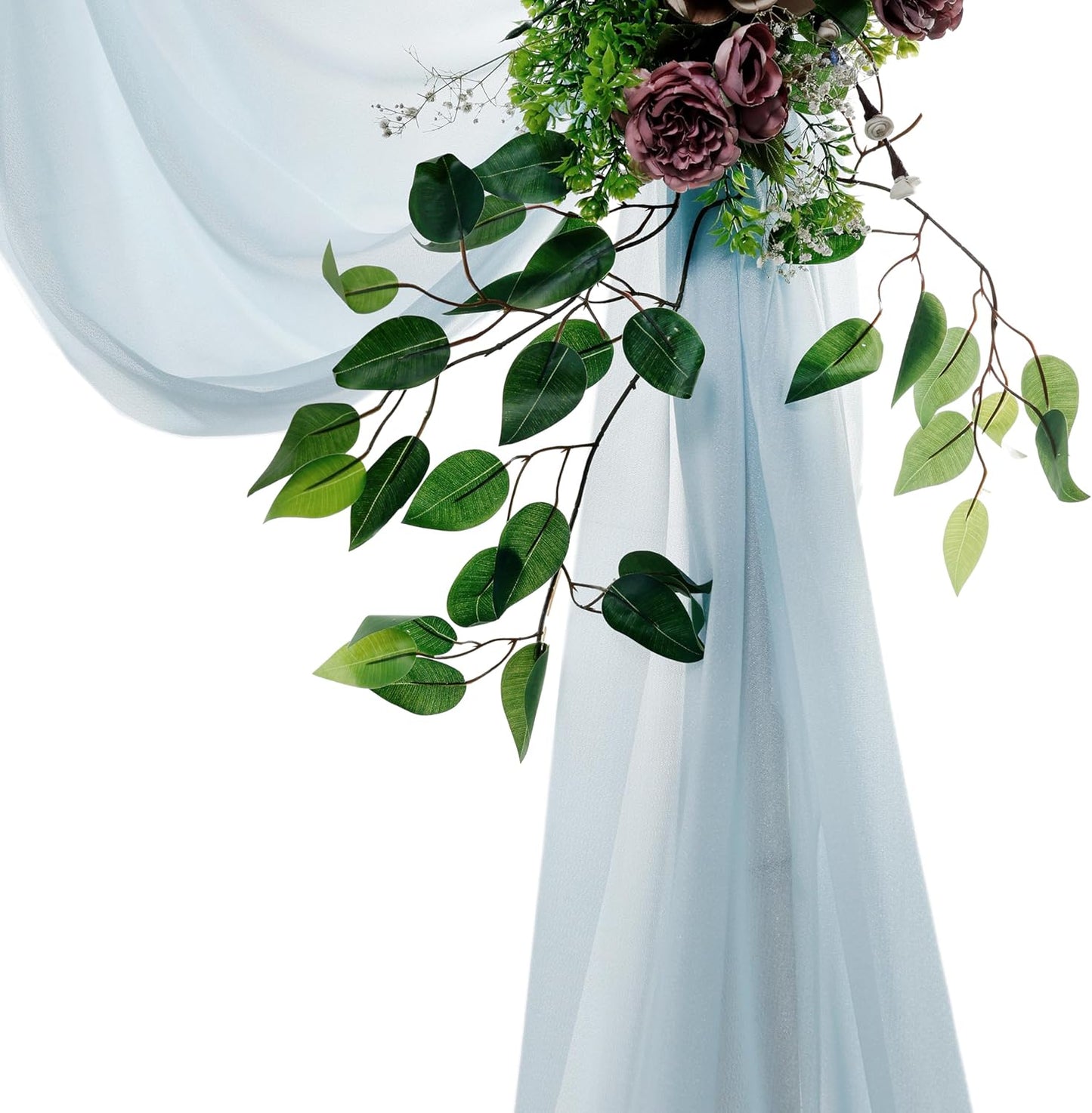 VDS Pack of 2 Panel (30 Inch X 30 Feet) Wedding Arch Draping Fabric Sheer Chiffon Fabric Drapery for Wedding Ceremony Reception Swag Backdrop Canopy Chuppah ARBO Altars Decoration (Baby Blue)