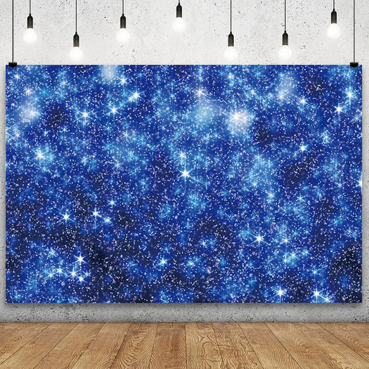 YongFoto Blue Glitter Backdrop 20x10ft Silver Light Spots Navy Blue Sequin Bokeh Photography Background Birthday Bridal Shower Wedding Photography Background Party Banner Decor Portraits Photoshoot
