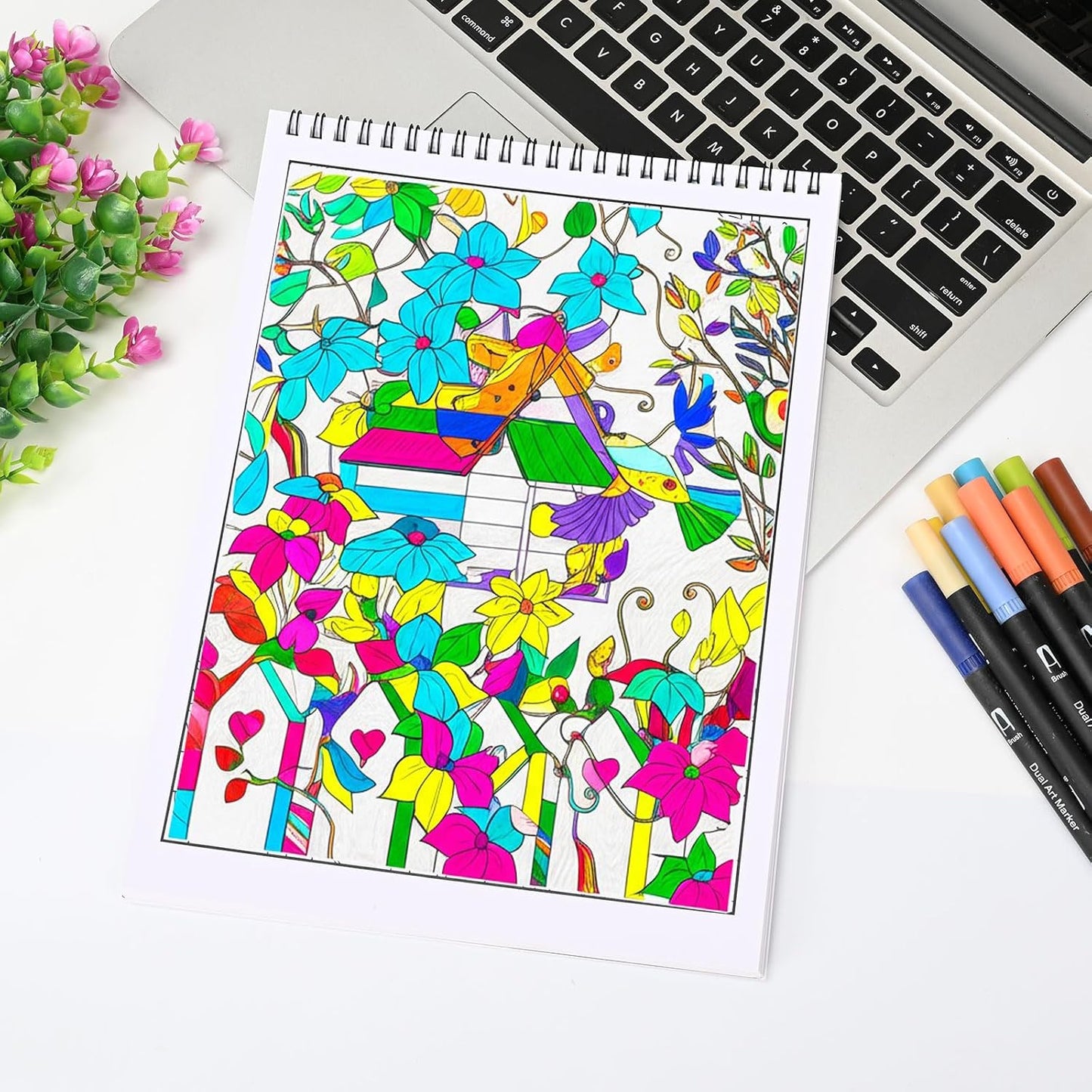 Bondream Adult Coloring Book for Adults Relaxation, Spiral Bound Coloring Books for Women, Anxiety Relief Gifts with 30 Patterns Included Dream Garden,Gift for Birthdays, Christmas, Anniversaries